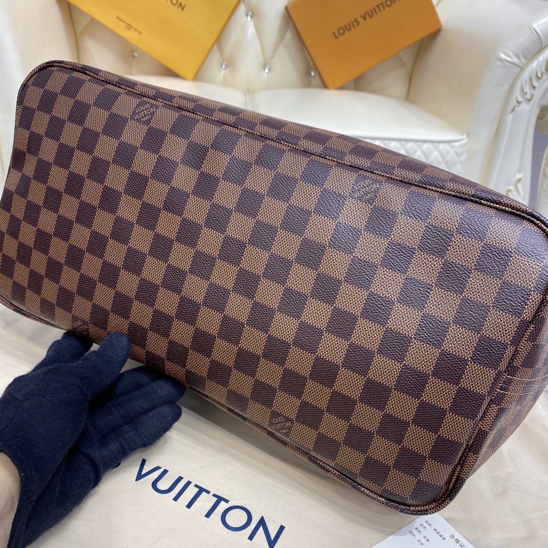 Louis Vuitton NEVERFULL GM Damier Azur Handbag N41357 Cerise Red